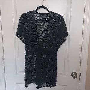 Black lace swim coverup size Large